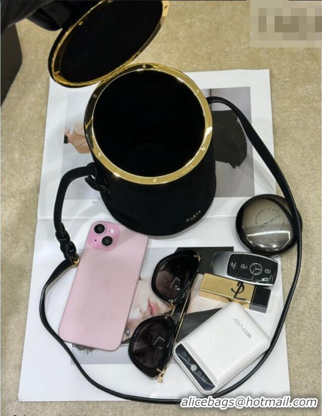 Promotional Alaia La Canette Small Cylindrical Bag in Suede 8851 Black 2026