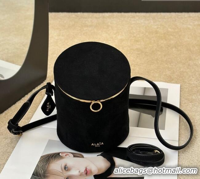 Promotional Alaia La Canette Small Cylindrical Bag in Suede 8851 Black 2026