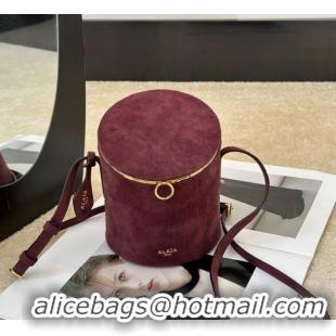 Good Taste Alaia La Canette Small Cylindrical Bag in Suede 8851 Garnet Red 2026