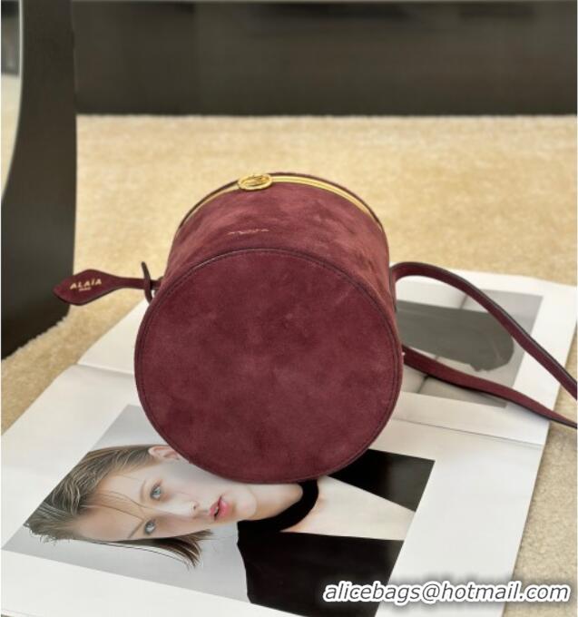 Good Taste Alaia La Canette Small Cylindrical Bag in Suede 8851 Garnet Red 2026