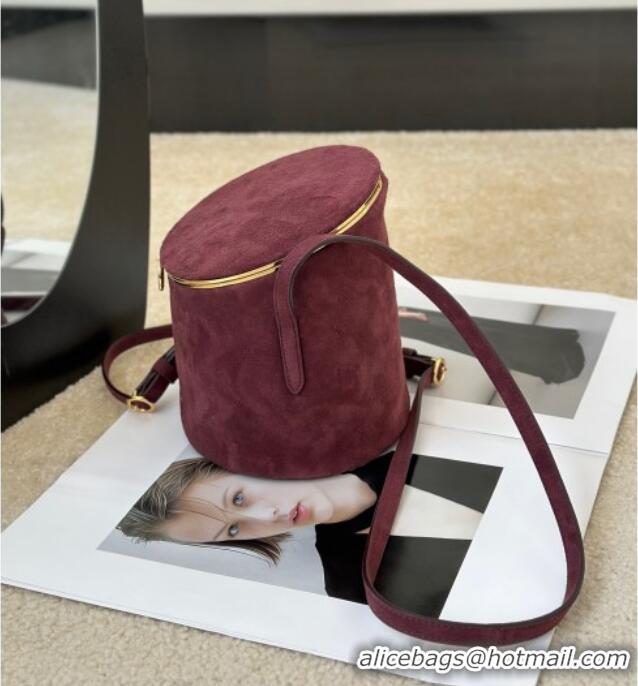 Good Taste Alaia La Canette Small Cylindrical Bag in Suede 8851 Garnet Red 2026