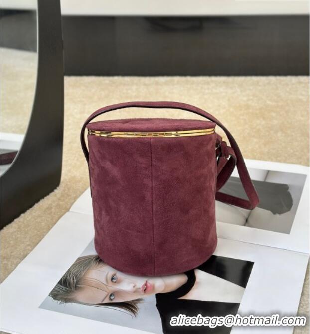 Good Taste Alaia La Canette Small Cylindrical Bag in Suede 8851 Garnet Red 2026