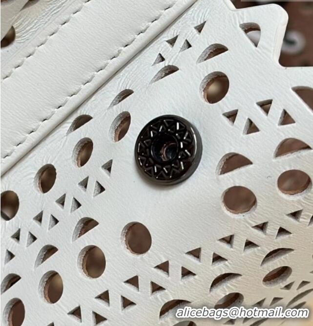Super Quality Alaia Mina 32 Large Tote Bag in Vienne Openwork Calfskin Leather 8819L White 2025