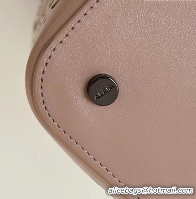 Best Product Alaia Mina 32 Large Tote Bag in Vienne Openwork Calfskin Leather 8819L Light Pink 2025
