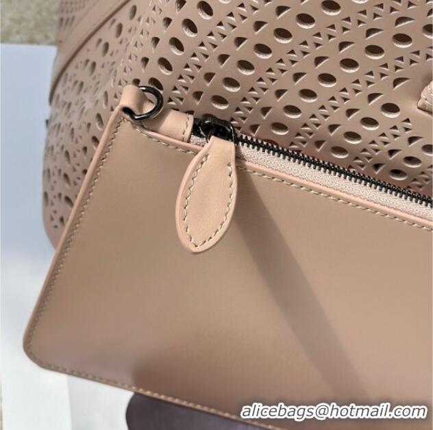 Best Product Alaia Mina 32 Large Tote Bag in Vienne Openwork Calfskin Leather 8819L Light Pink 2025