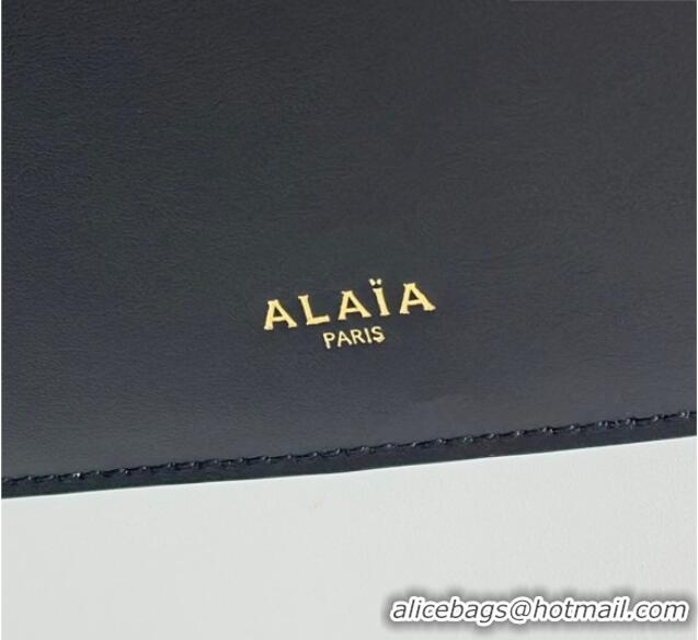 Top Design Alaia Mina Large Tote Bag in Vienne Openwork Calfskin Leather 8821L Black 2025