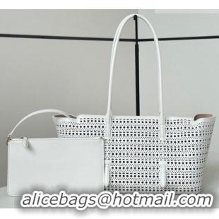 Grade Quality Alaia Mina Large Tote Bag in Vienne Openwork Calfskin Leather 8821L White 2025