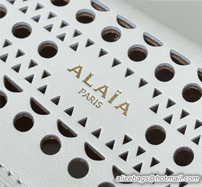 Grade Quality Alaia Mina Large Tote Bag in Vienne Openwork Calfskin Leather 8821L White 2025