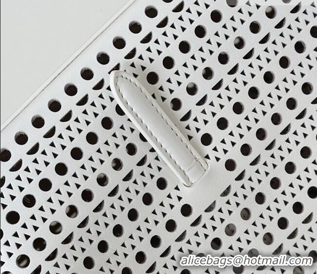 Grade Quality Alaia Mina Large Tote Bag in Vienne Openwork Calfskin Leather 8821L White 2025