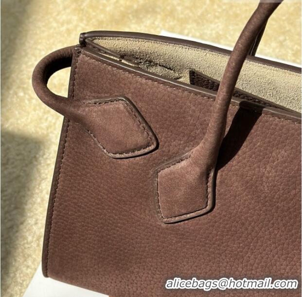 Famous Brand Alaia Le Tecket Tote Bags in Grained Nubuck Leather 8837 Dark Brown 2026