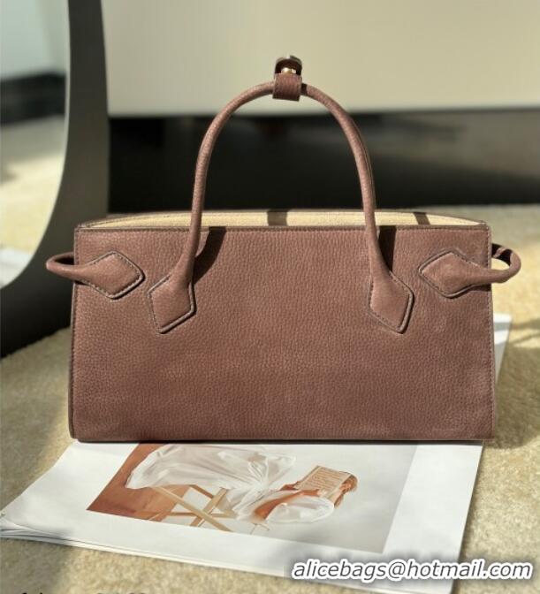 Famous Brand Alaia Le Tecket Tote Bags in Grained Nubuck Leather 8837 Dark Brown 2026