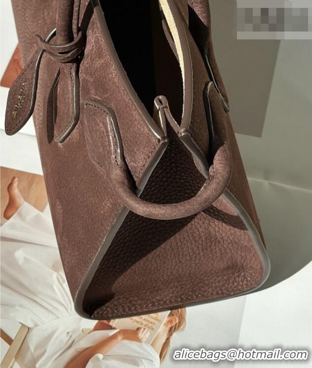 Famous Brand Alaia Le Tecket Tote Bags in Grained Nubuck Leather 8837 Dark Brown 2026