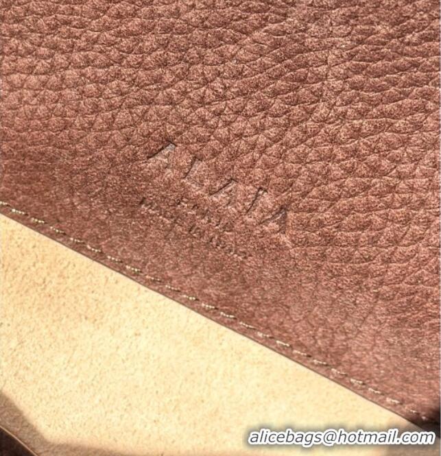 Famous Brand Alaia Le Tecket Tote Bags in Grained Nubuck Leather 8837 Dark Brown 2026