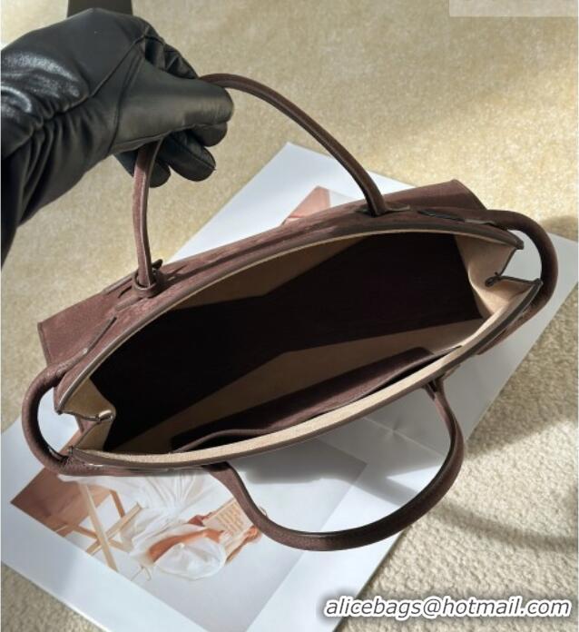 Famous Brand Alaia Le Tecket Tote Bags in Grained Nubuck Leather 8837 Dark Brown 2026