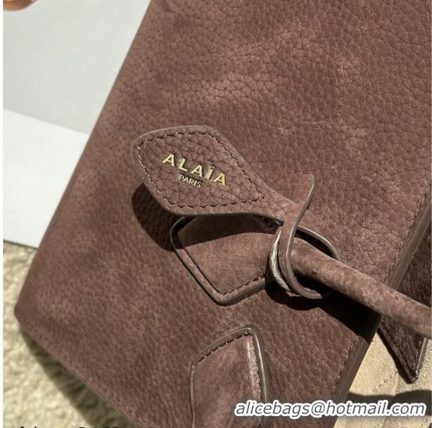 Famous Brand Alaia Le Tecket Tote Bags in Grained Nubuck Leather 8837 Dark Brown 2026