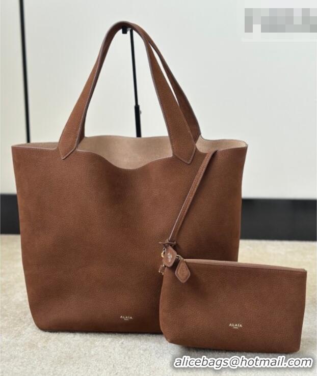 Top Quality Alaia Le Cabas Tote Bags in Grained Nubuck Leather 8820 Caramel Brown 2026