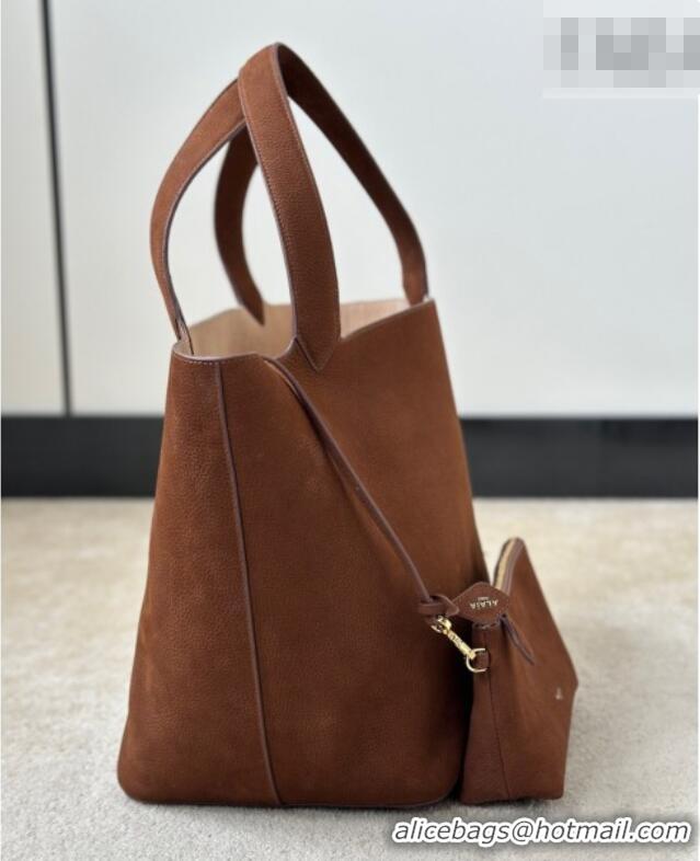 Top Quality Alaia Le Cabas Tote Bags in Grained Nubuck Leather 8820 Caramel Brown 2026