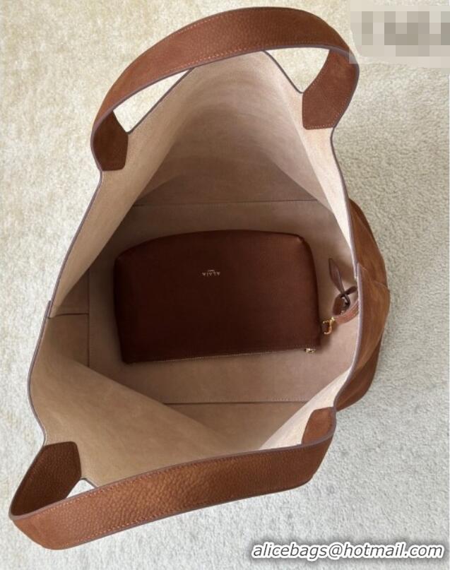 Top Quality Alaia Le Cabas Tote Bags in Grained Nubuck Leather 8820 Caramel Brown 2026
