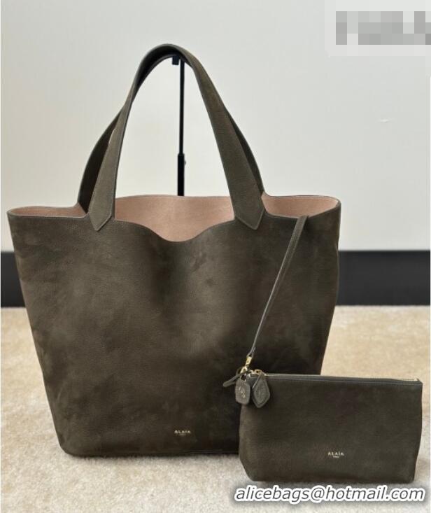 Best Product Alaia Le Cabas Tote Bags in Grained Nubuck Leather 8820 Green 2026