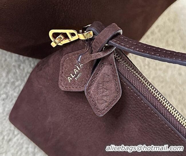 Stylish Discount Alaia Le Cabas Tote Bags in Grained Nubuck Leather 8820 Dark Brown 2026