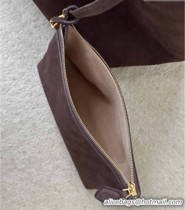 Stylish Discount Alaia Le Cabas Tote Bags in Grained Nubuck Leather 8820 Dark Brown 2026