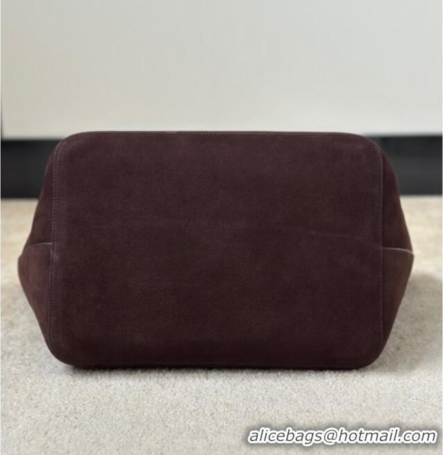 Stylish Discount Alaia Le Cabas Tote Bags in Grained Nubuck Leather 8820 Dark Brown 2026