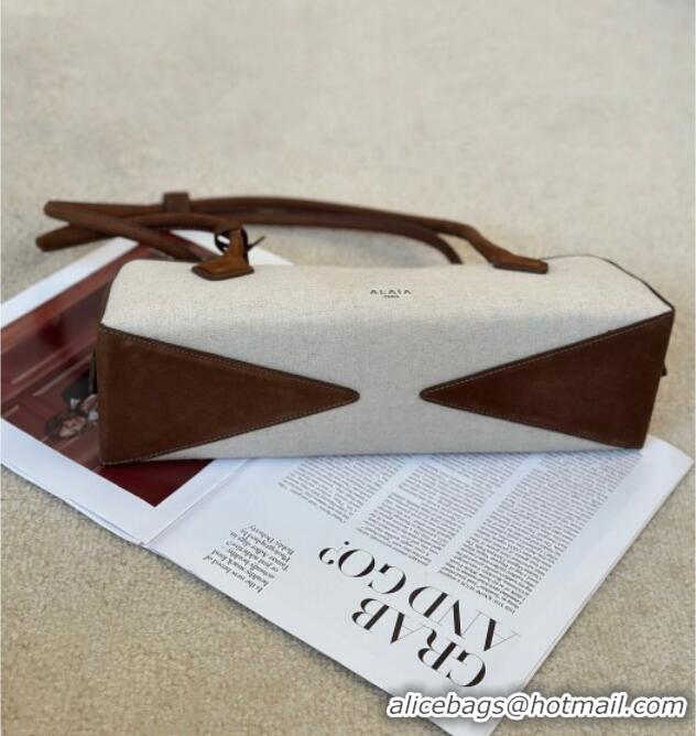 Market Sells Alaia Le Tecket Medium Long Shoulder bag in Canvas and Suede 998081 Brown 2026