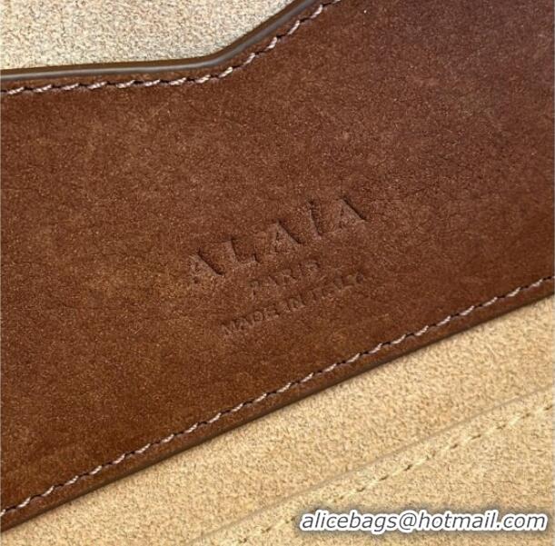 Market Sells Alaia Le Tecket Medium Long Shoulder bag in Canvas and Suede 998081 Brown 2026