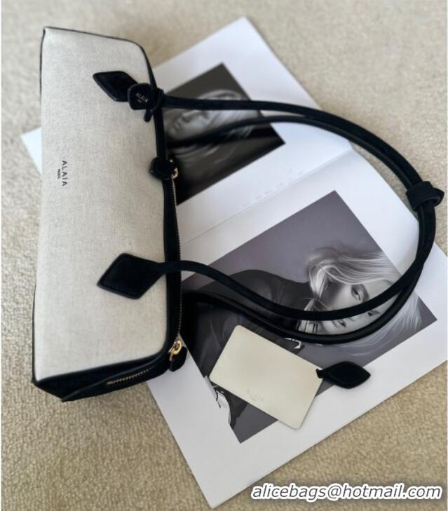 Grade Design Alaia Le Tecket Medium Long Shoulder bag in Canvas and Nubuck Leather 998081 Black 2026
