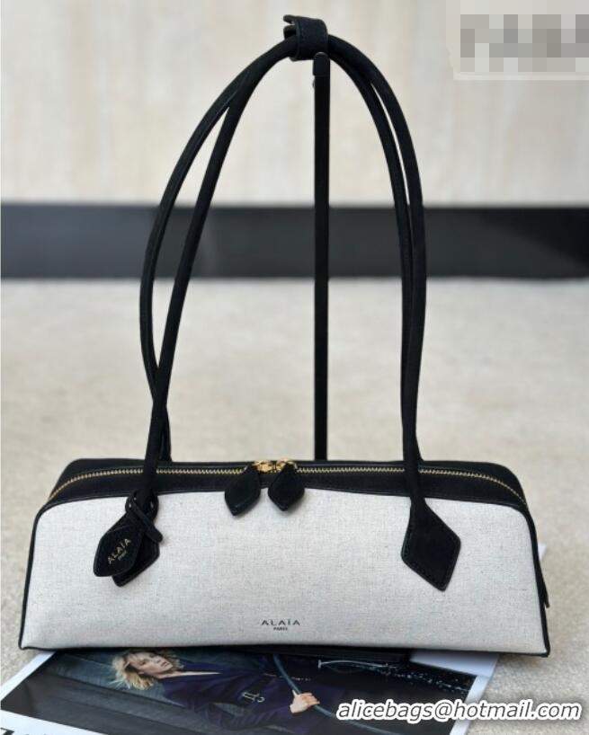 Grade Design Alaia Le Tecket Medium Long Shoulder bag in Canvas and Nubuck Leather 998081 Black 2026
