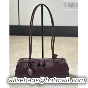Big Discount Alaia Le Tecket Small Long Shoulder bag in Calfskin Leather 998081S Burgundy 2026