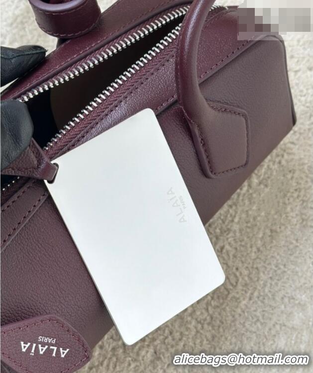 Big Discount Alaia Le Tecket Small Long Shoulder bag in Calfskin Leather 998081S Burgundy 2026