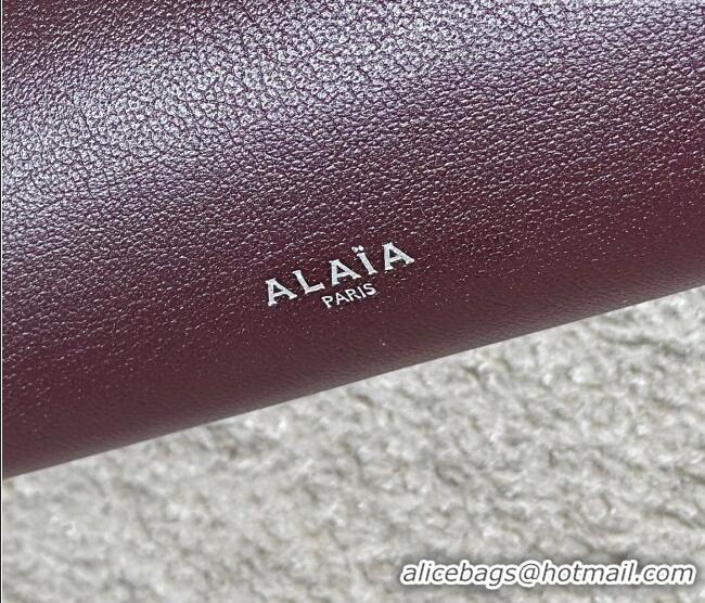 Big Discount Alaia Le Tecket Small Long Shoulder bag in Calfskin Leather 998081S Burgundy 2026