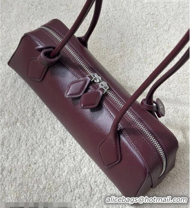 Big Discount Alaia Le Tecket Small Long Shoulder bag in Calfskin Leather 998081S Burgundy 2026