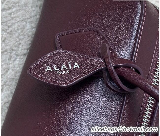 Big Discount Alaia Le Tecket Small Long Shoulder bag in Calfskin Leather 998081S Burgundy 2026