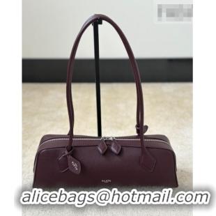 Most Popular Alaia Le Tecket Medium Long Shoulder bag in Calfskin Leather 998081 Burgundy 2026