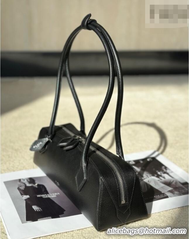 Best Price Alaia Le Tecket Medium Long Shoulder bag in Calfskin Leather 998081 Black 2026