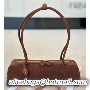Best Price Alaia Le Tecket Medium Long Shoulder bag in Grained Nubuck 8815M Caramel Brown 2026