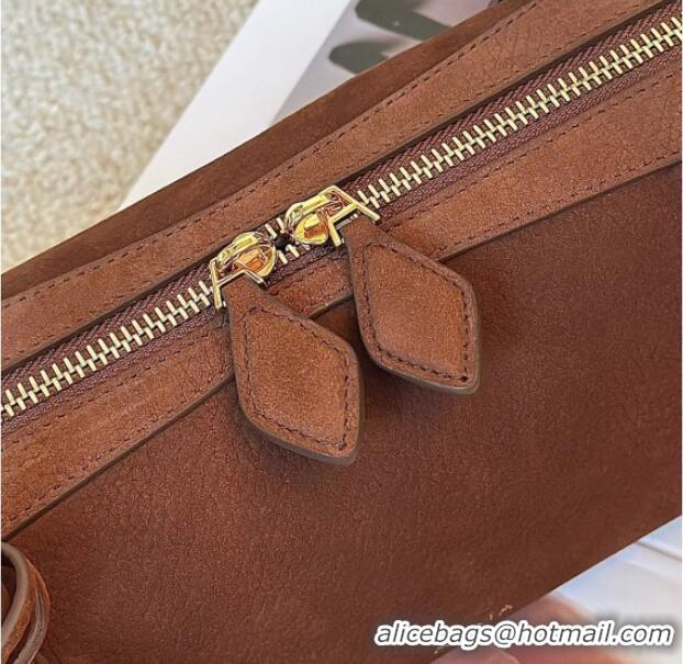 Best Price Alaia Le Tecket Medium Long Shoulder bag in Grained Nubuck 8815M Caramel Brown 2026