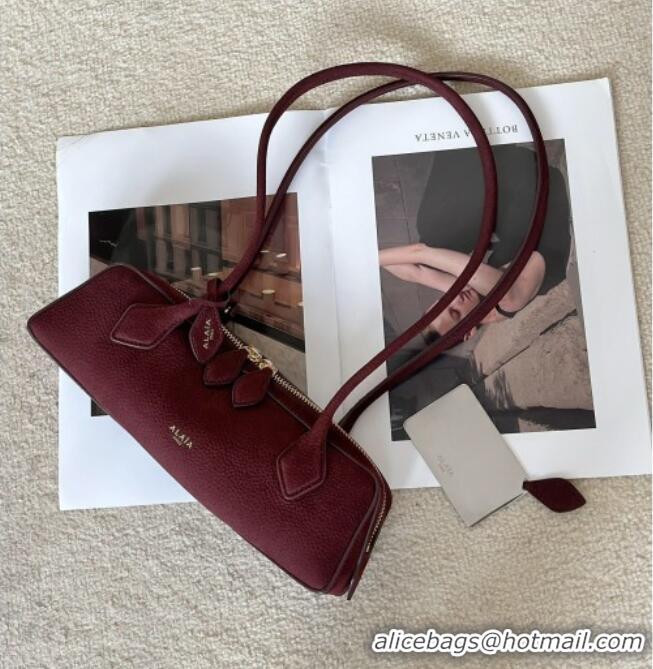 Super Quality Alaia Le Tecket Small Long Shoulder bag in Grained Nubuck 8815S Red 2026
