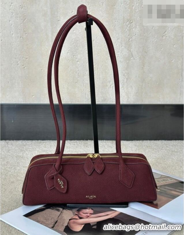 Super Quality Alaia Le Tecket Small Long Shoulder bag in Grained Nubuck 8815S Red 2026