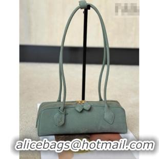 Best Product Alaia Le Tecket Small Long Shoulder bag in Grained Nubuck 8815S Light Green 2026