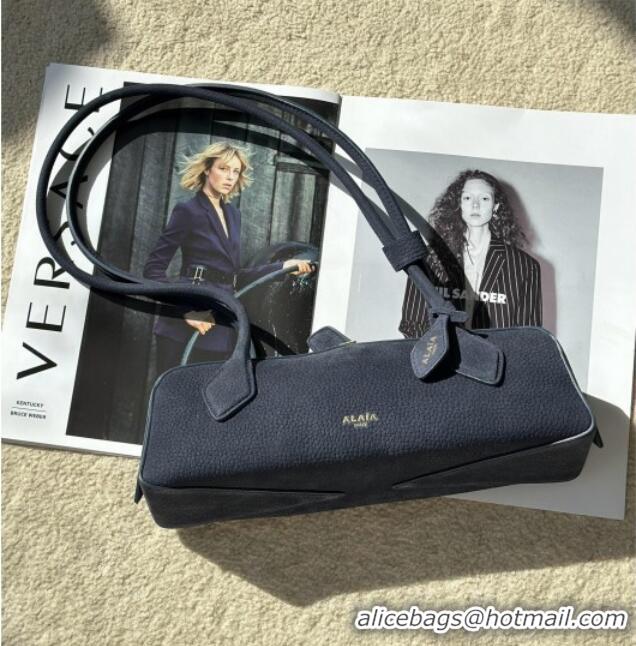 Grade Quality Alaia Le Tecket Small Long Shoulder bag in Grained Nubuck 8815S Blue 2026