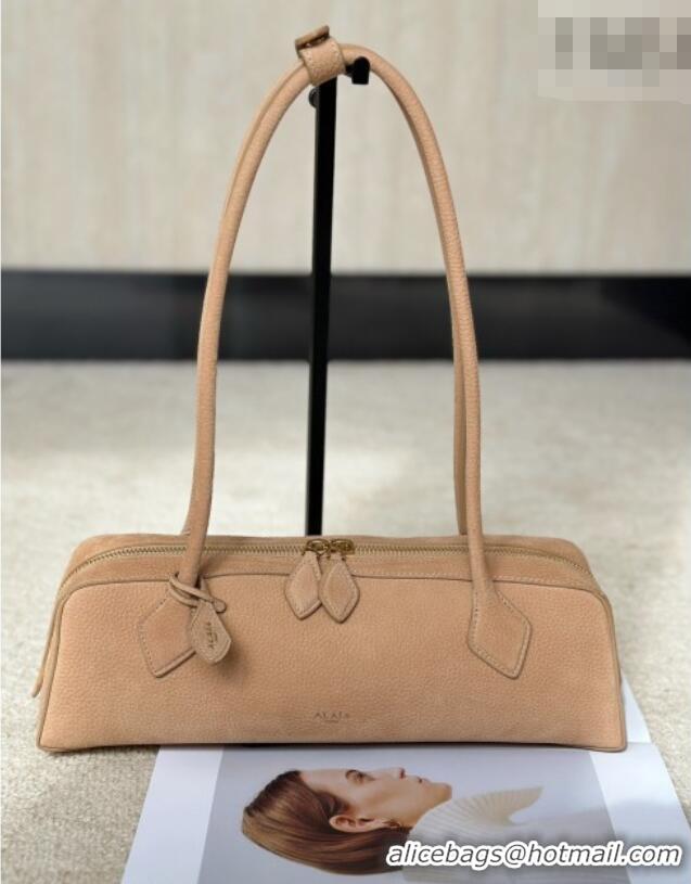 Luxury Cheap Alaia Le Tecket Medium Long Shoulder bag in Grained Nubuck 8815M Beige 2026