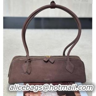 Market Sells Alaia Le Tecket Medium Long Shoulder bag in Grained Nubuck 8815M Taupe 2026