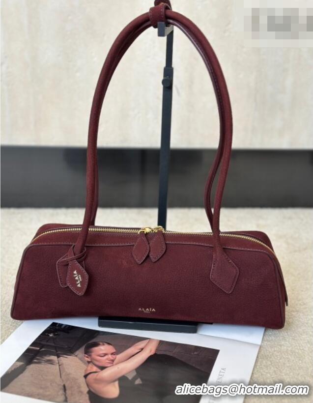 Original Cheap Alaia Le Tecket Medium Long Shoulder bag in Grained Nubuck 8815M Red 2026
