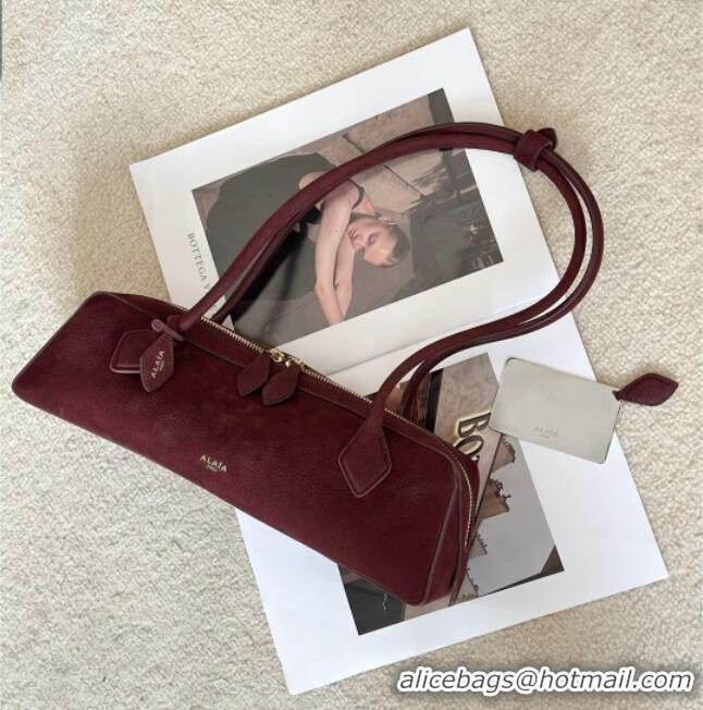 Original Cheap Alaia Le Tecket Medium Long Shoulder bag in Grained Nubuck 8815M Red 2026