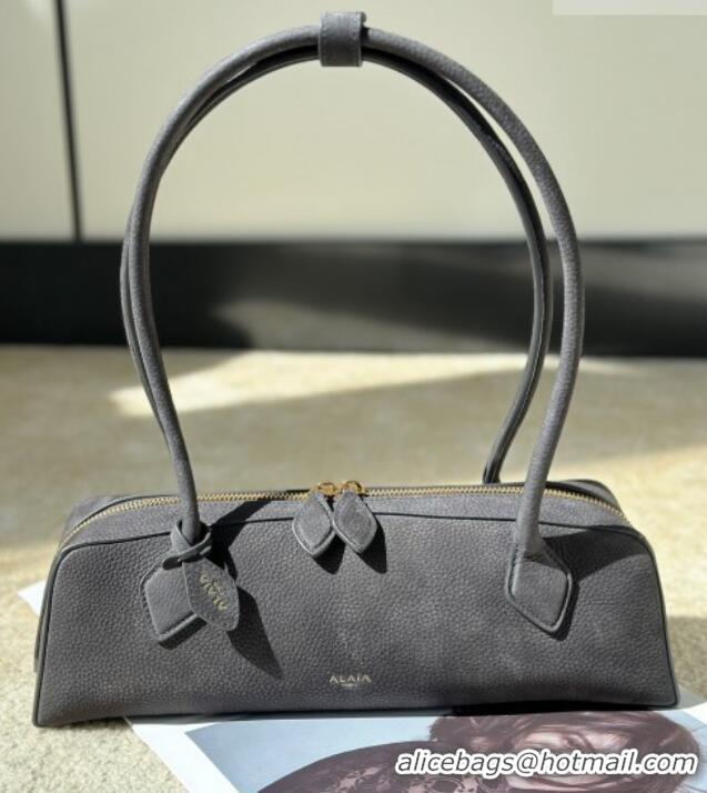 Famous Brand Alaia Le Tecket Medium Long Shoulder bag in Grained Nubuck 8815M Grey 2026