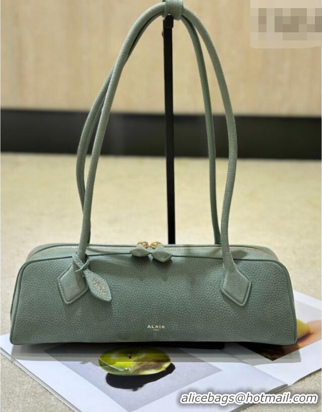 Luxury Discount Alaia Le Tecket Medium Long Shoulder bag in Grained Nubuck 8815M Light Green 2026