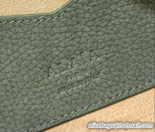 Luxury Discount Alaia Le Tecket Medium Long Shoulder bag in Grained Nubuck 8815M Light Green 2026